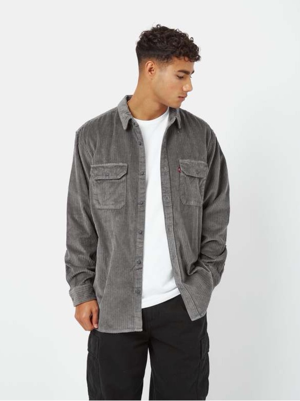 Levi’s Men’s Small Grey Corduroy Button Up Shirt Jacket Relaxed Fit